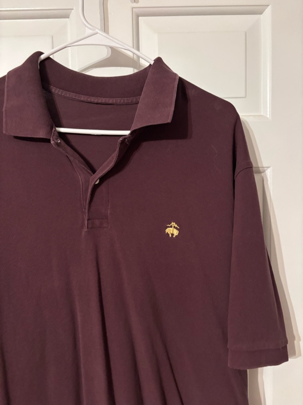 Brooks Brothers Burgundy Polo with Gold Embroidered Logo